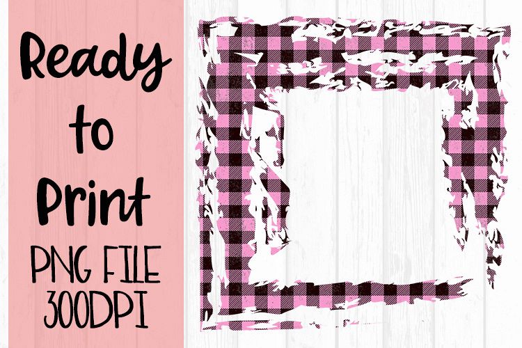 Pink Open Buffalo Plaid Frame Ready to Print example image 1