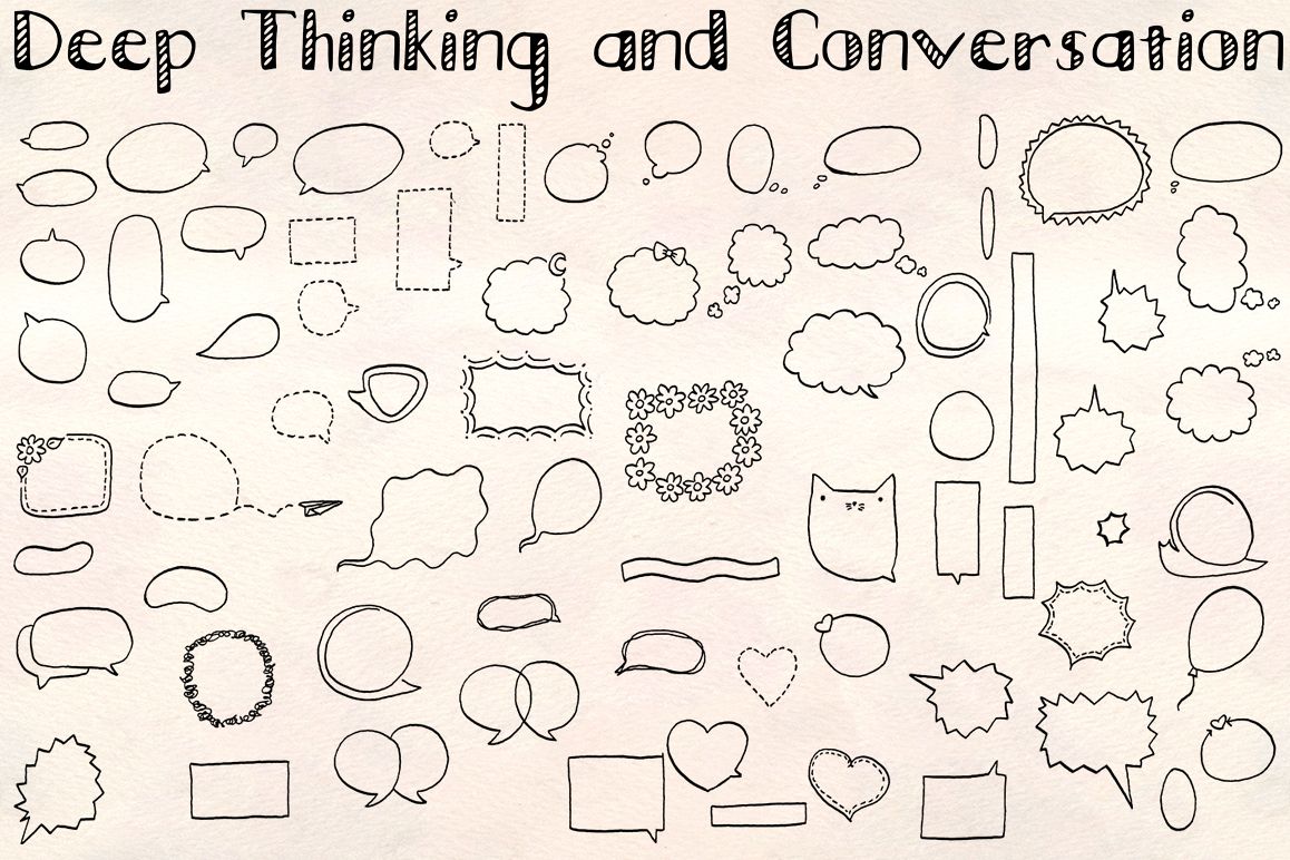 70 Comic Style Speech and Thought Bubbles Hand Drawn Vector example image 1