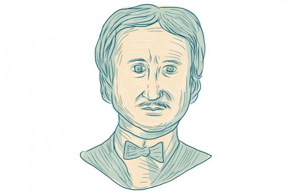 Edgar Allan Poe Writer Drawing example image 1