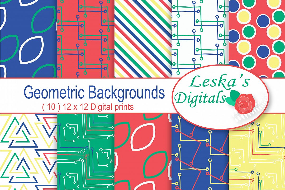 Primary Colors Geometric Patterns example image 1