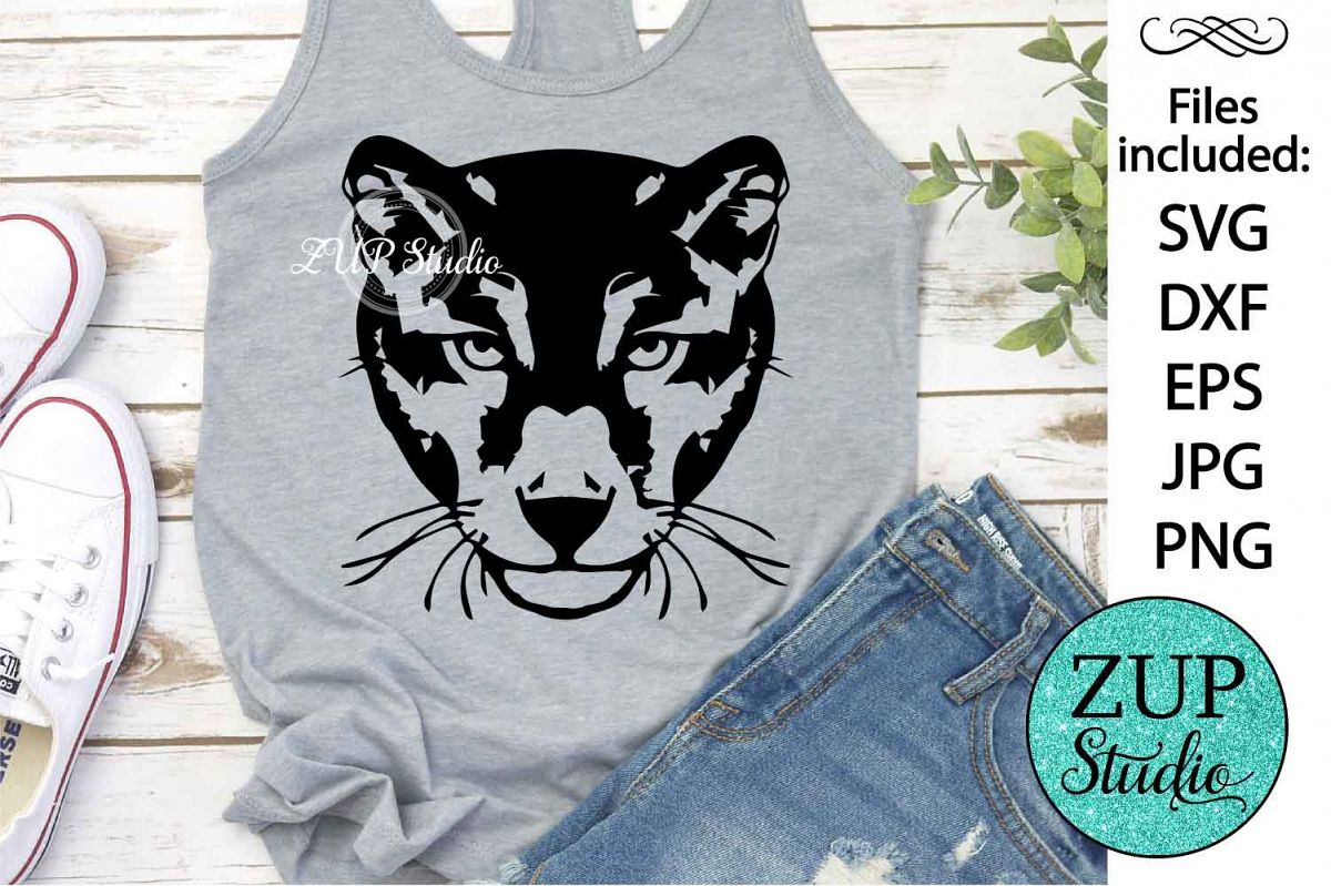 Panther/ Cougar Face svg design 468 example image 1
