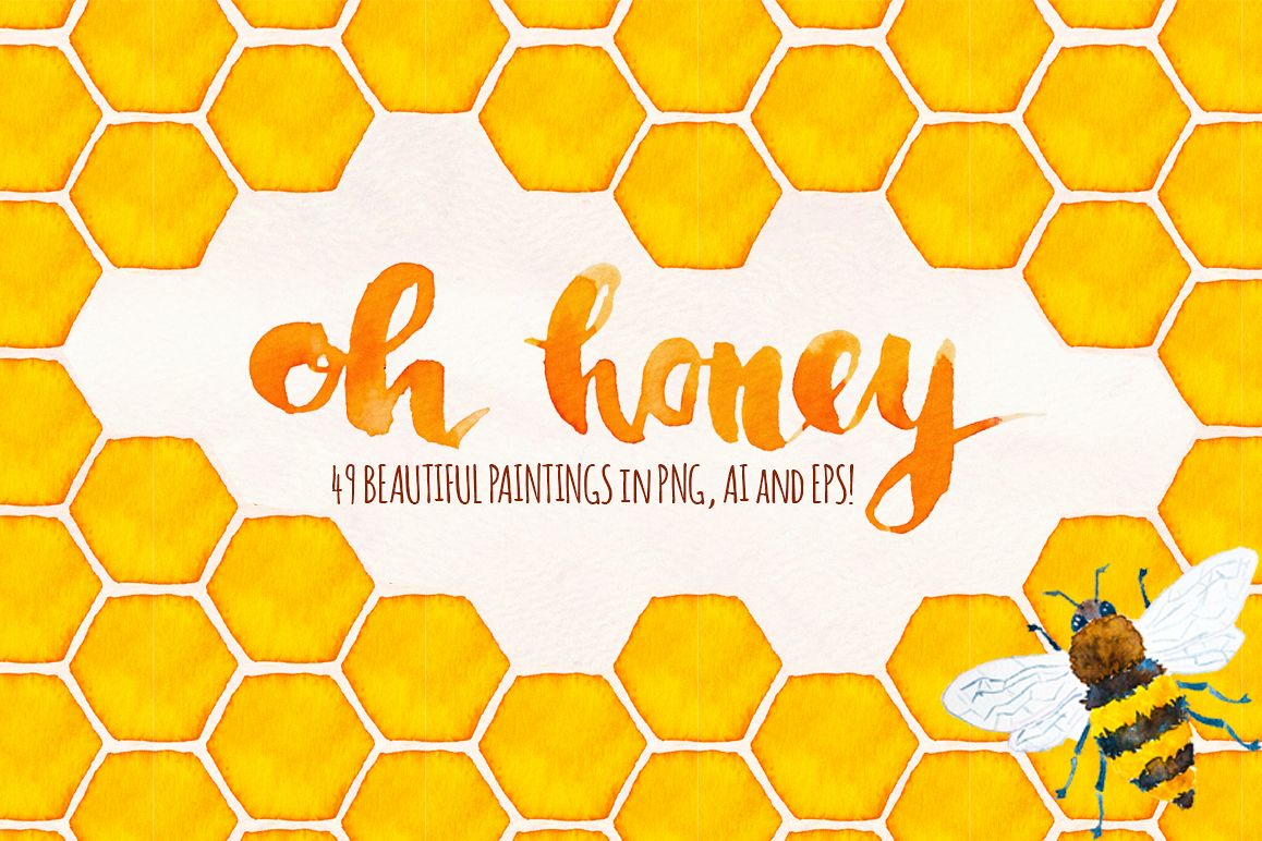 49 Honey Bee Watercolor Elements Natural Spring Paintings example image 1