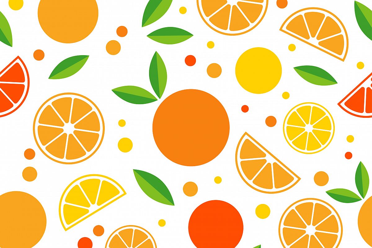 Seamless pattern with decorative oranges. Tropical fruits. Textile rapport. example image 1