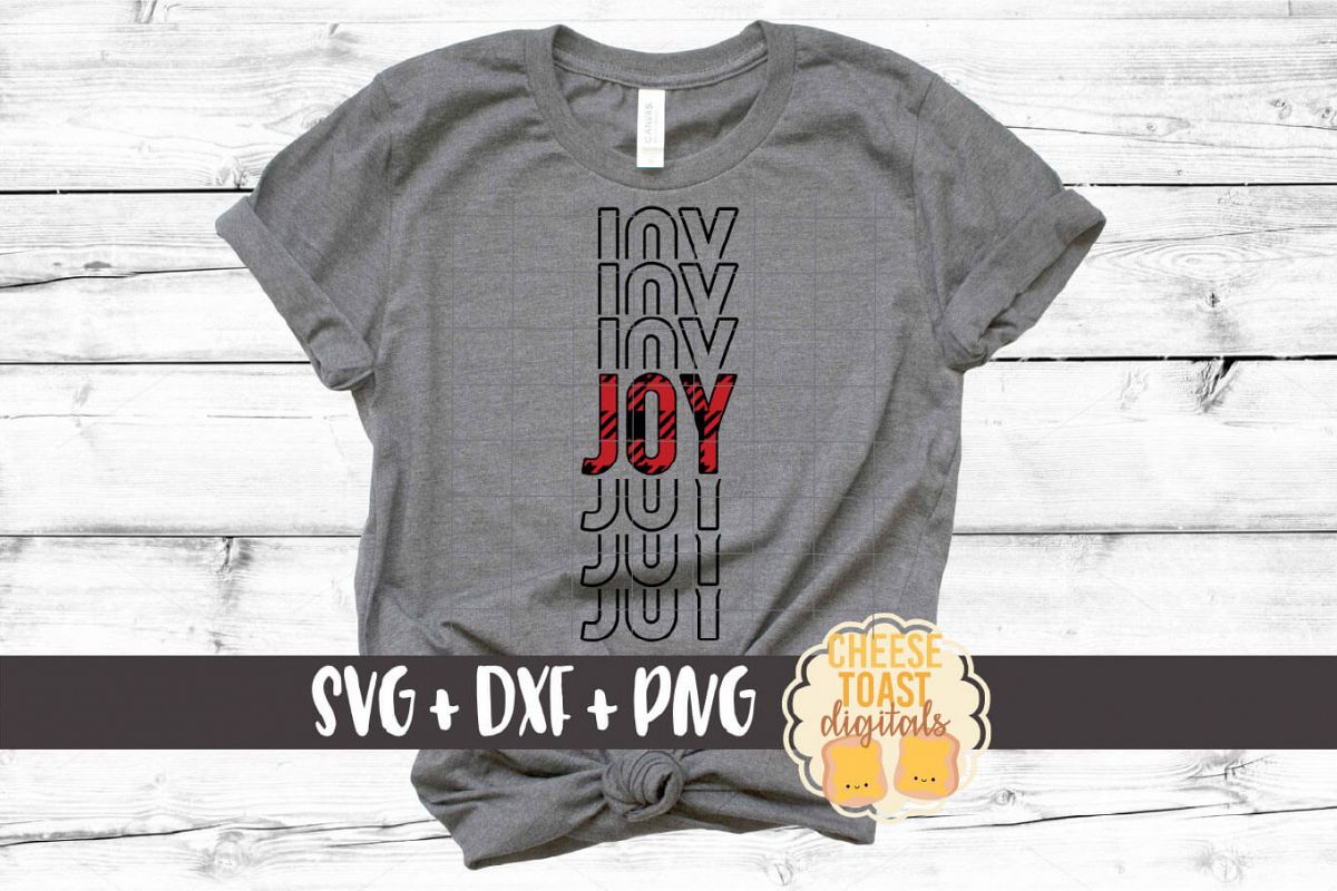 Joy - Buffalo Plaid Christmas Mirror Word SVG PNG DXF example image 1