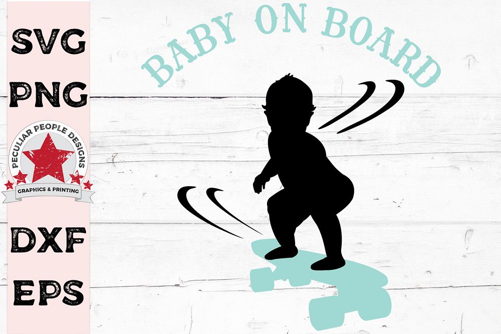 Baby On Board Skateboarding Car Decal SVG cutting file example image 1