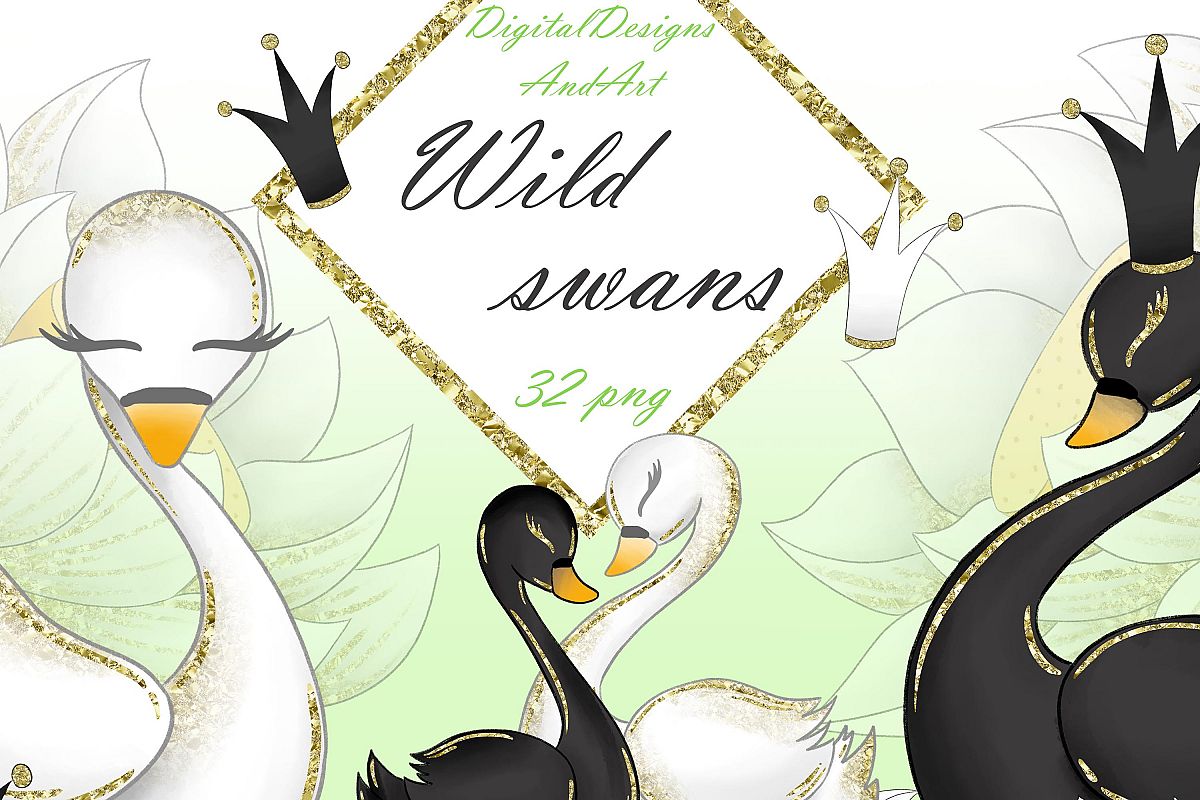 Wild swans clipart example image 1