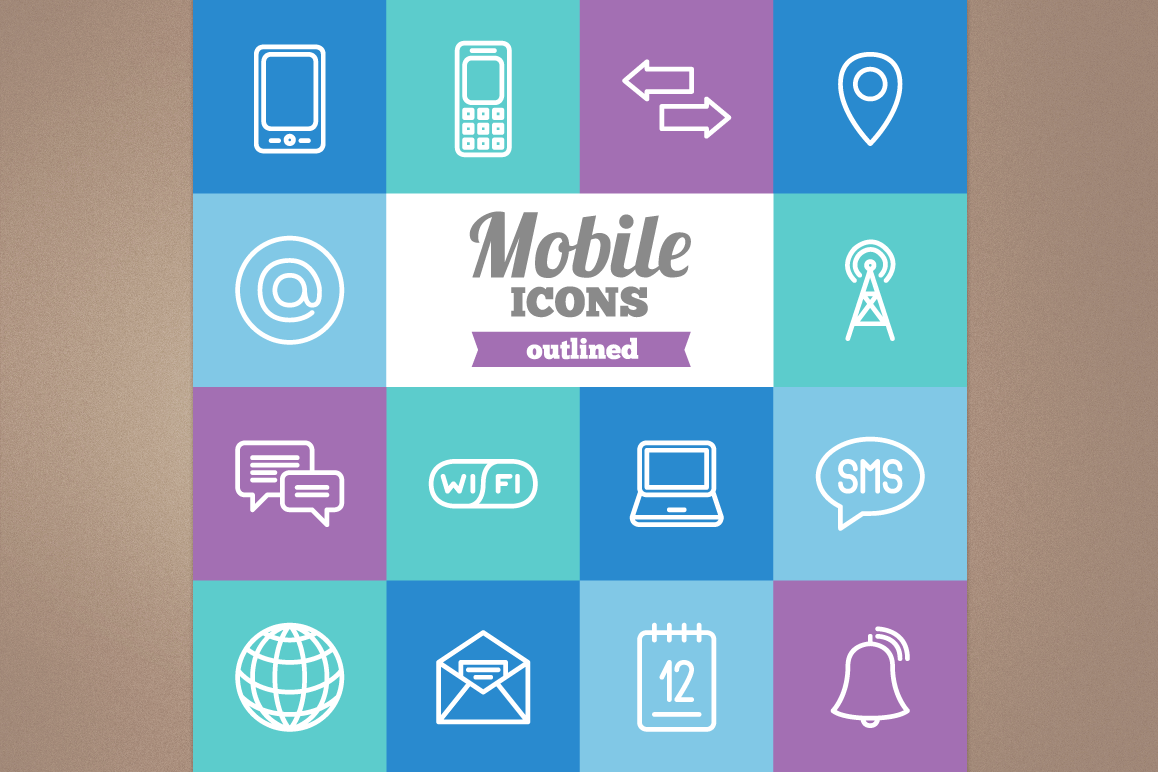 Outlined Mobile Icons example image 1