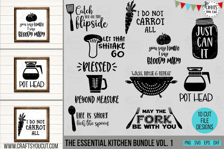 Essential Kitchen Bundle Vol. 1- An SVG Cut File Bundle example image 1