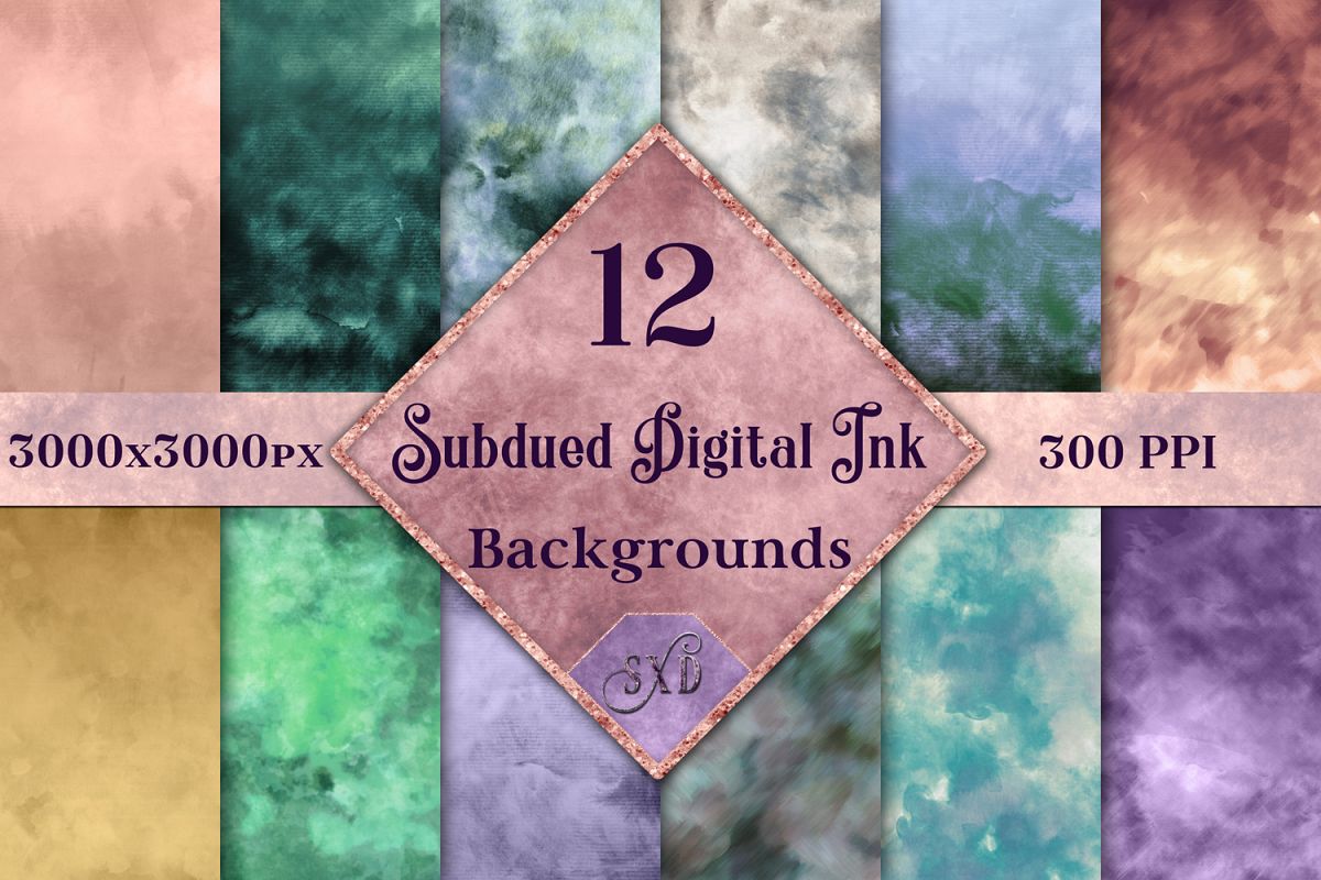 Subdued Digital Ink Backgrounds - 12 Image Set example image 1