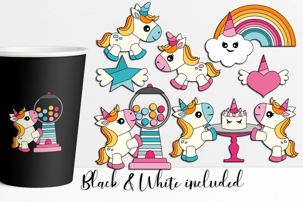 Unicorn Party Illustrations and Graphics example image 1