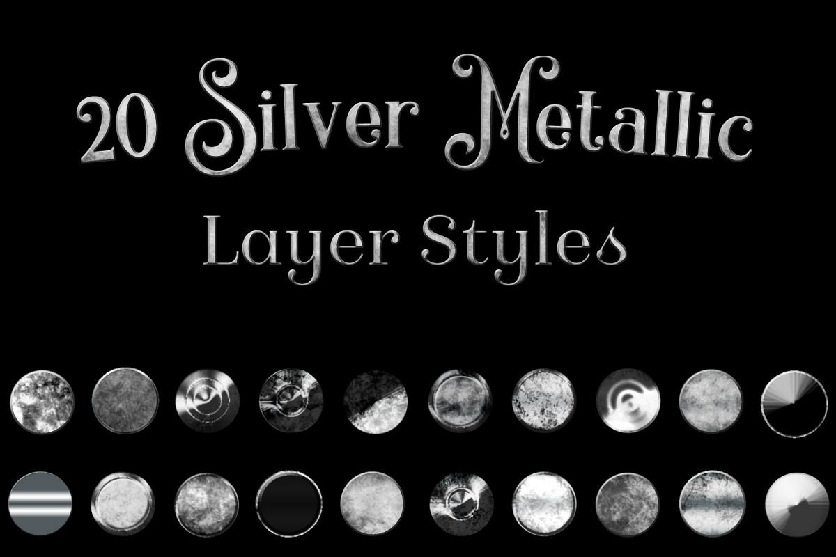 20 Silver Metallic Layer Styles example image 1