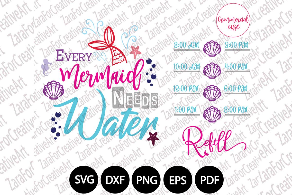 Mermaid water tracker svg example image 1