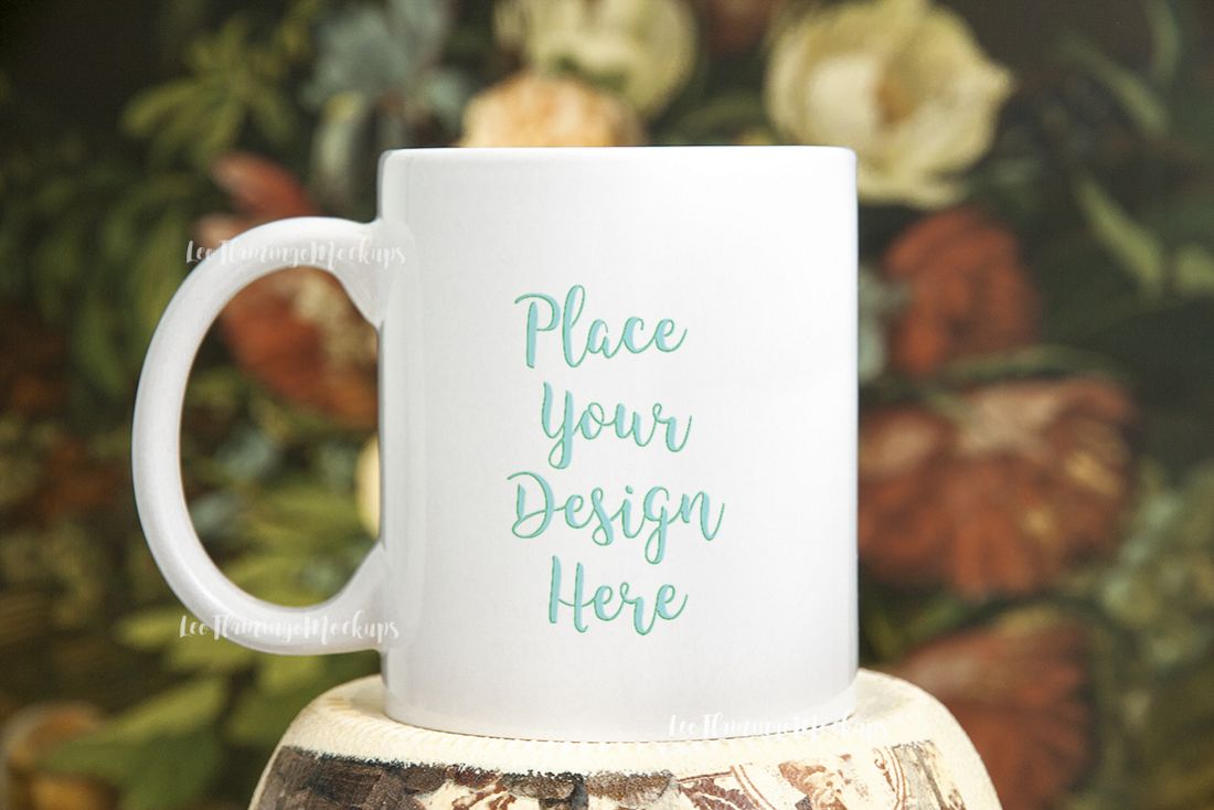 White coffee mug mock up rustic example image 1