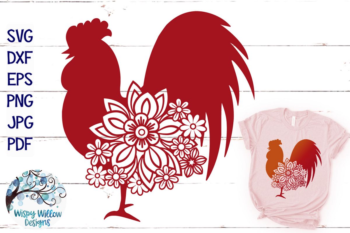 Floral Rooster SVG | Floral Chicken SVG | Farm Animal SVG