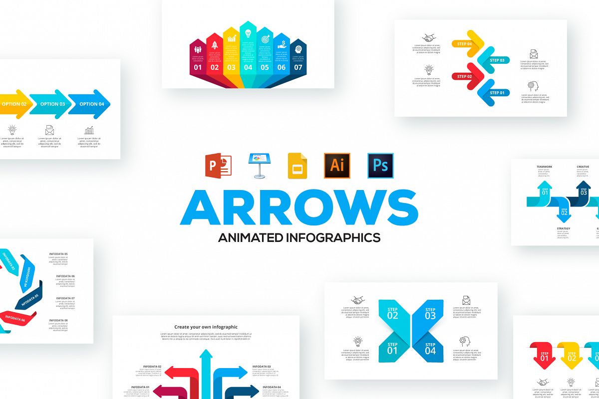 Arrows animated infographics presentations example image 1