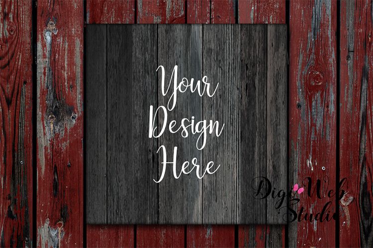 Wood Sign Mockup - Weathered Wood Sign on Distressed Wood example image 1