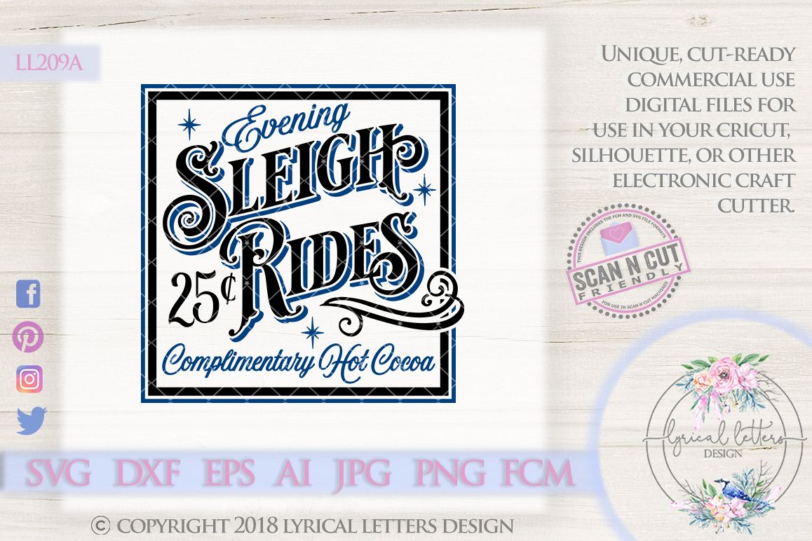 Download Evening Sleigh Rides Vintage Christmas SVG LL209 A