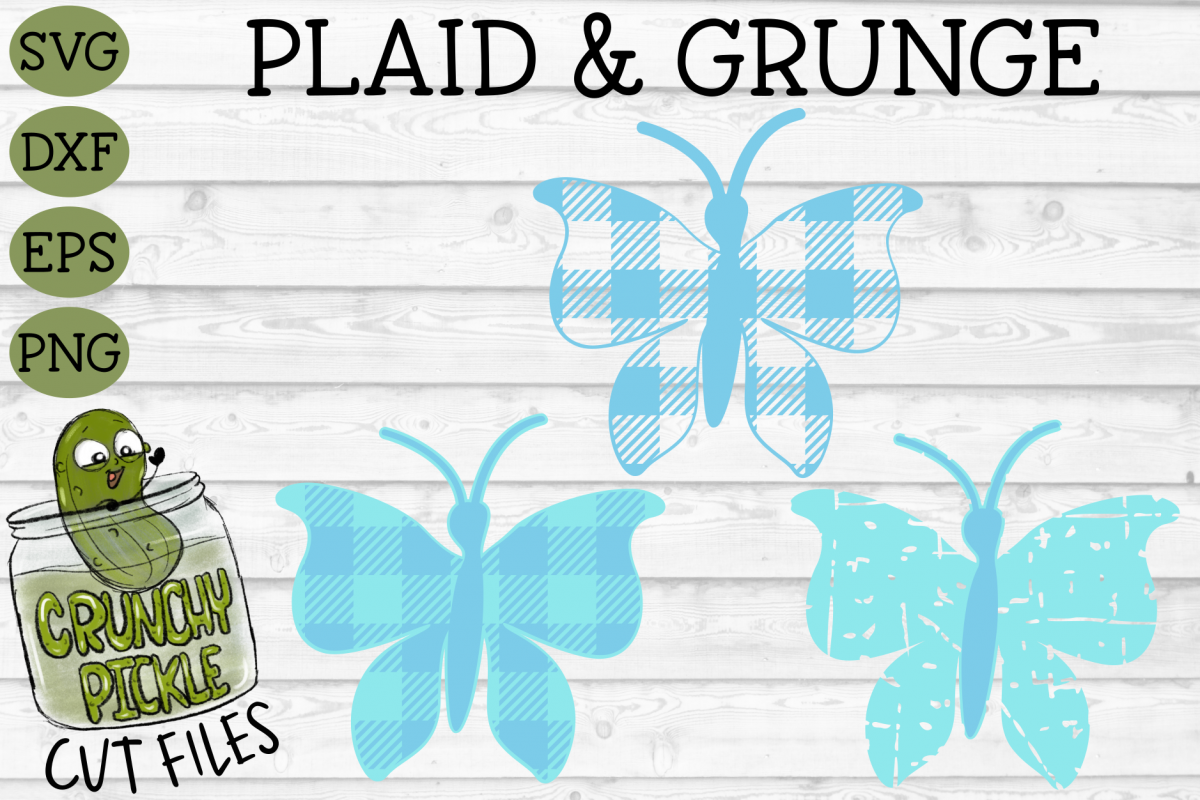 Plaid & Grunge Butterfly 1 SVG Cut File example image 1