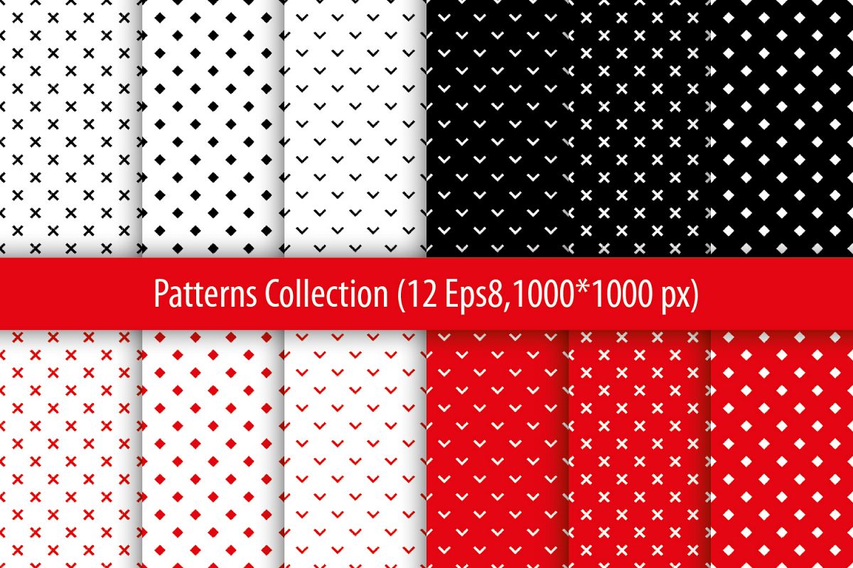Set of 12 seamless vector backgrounds with abstract geometric pattern. example image 1