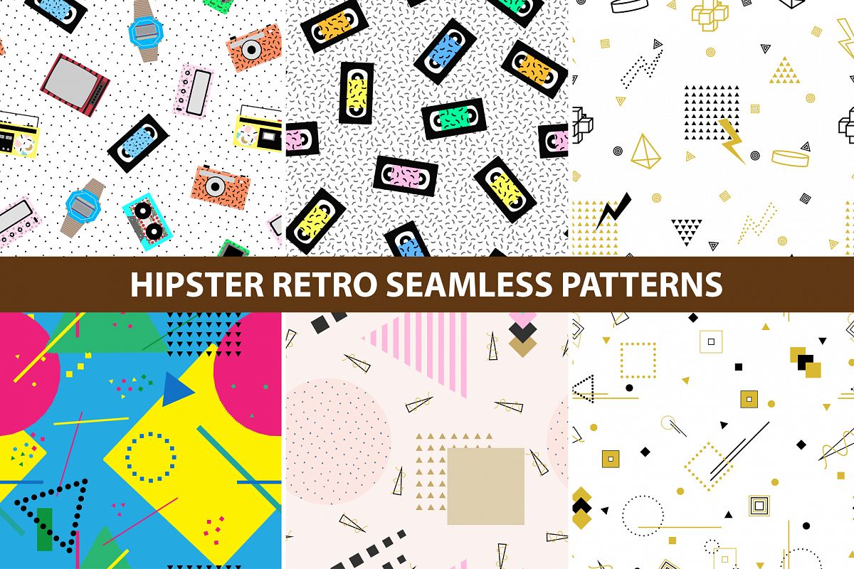 Hipster retro memphis patterns. example image 1