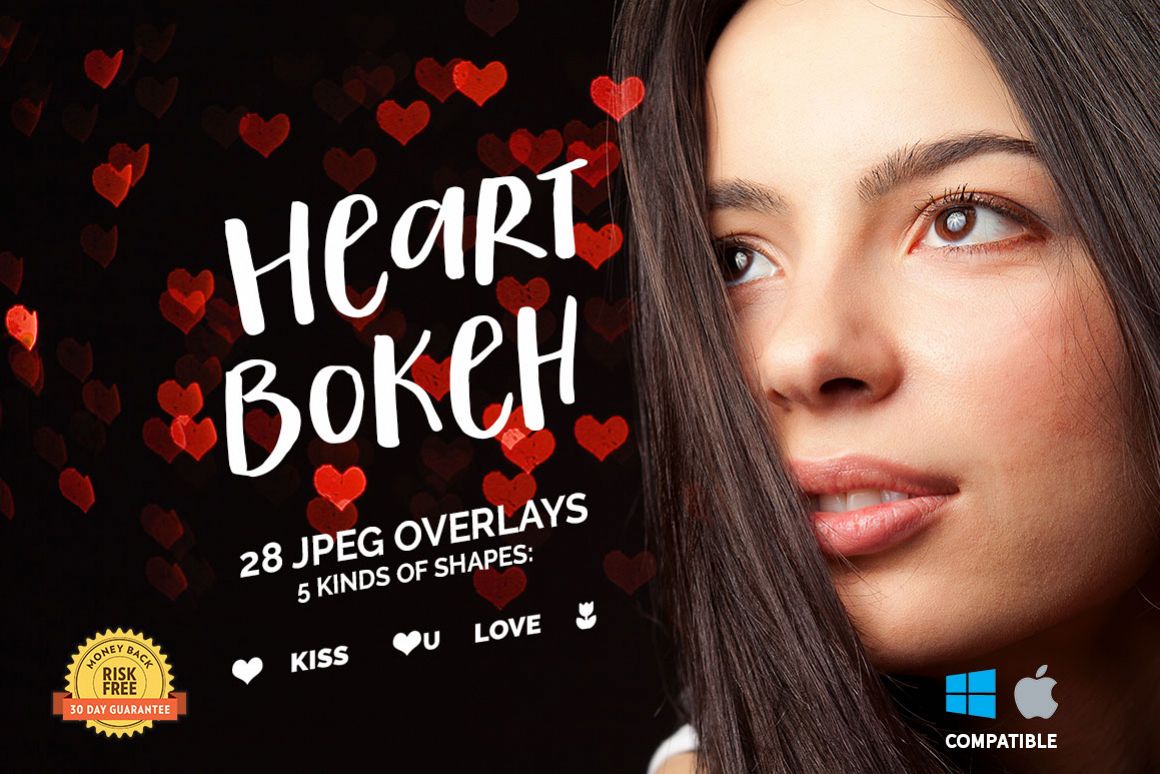 28 Heart Bokeh Photo Overlays example image 1