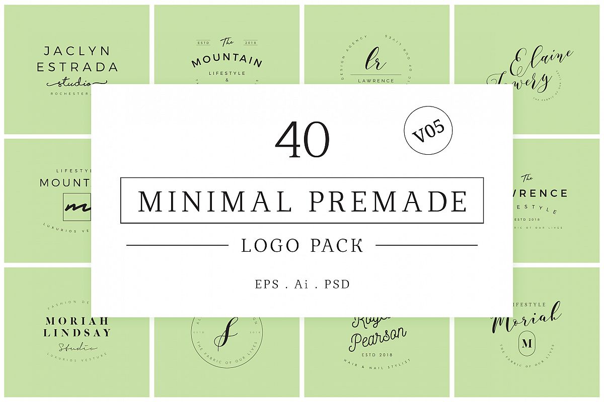 Minimal Premade Logo Bundle V05 example image 1