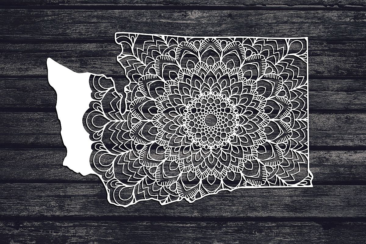 Mandala Washington Svg, Washington Svg, WA State Svg example image 1