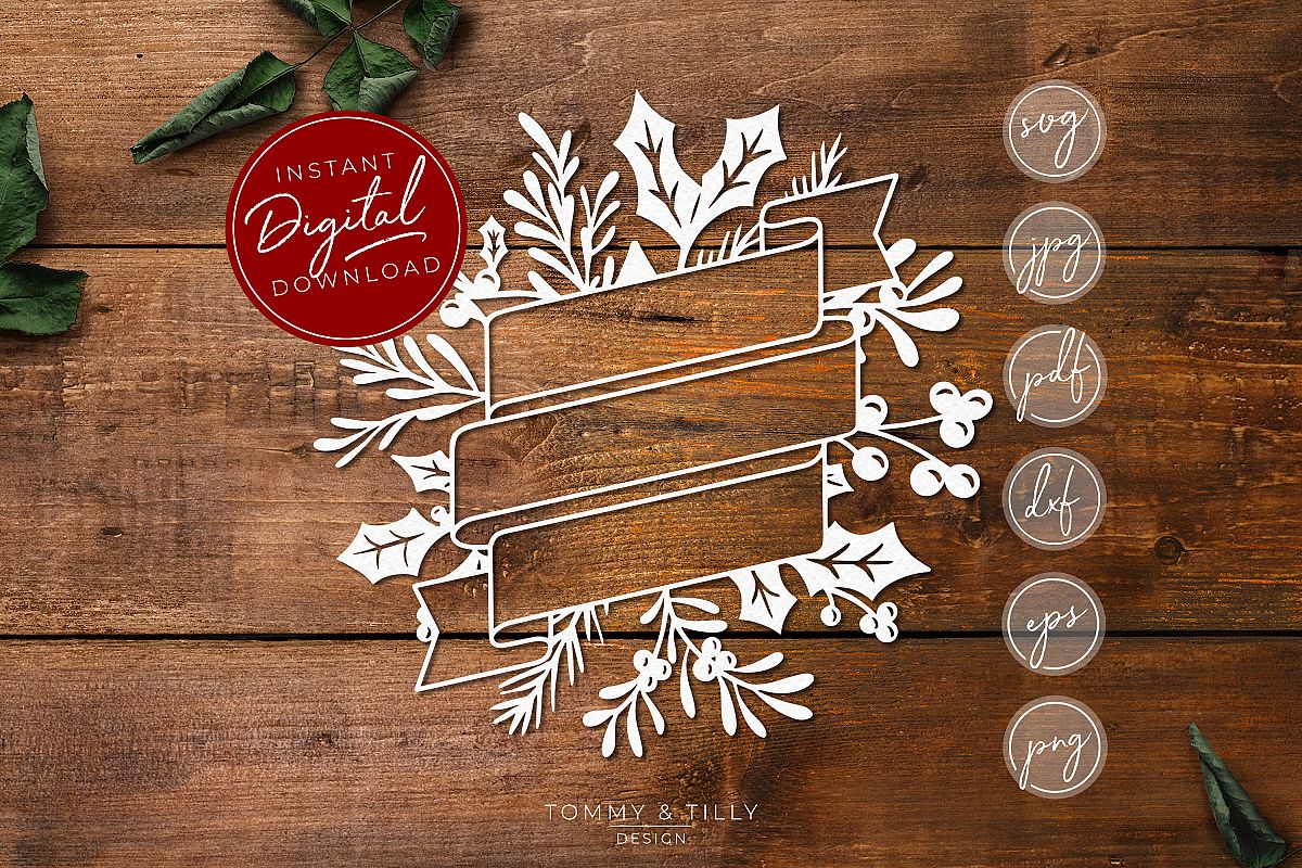 Christmas Wreath No.4 - SVG EPS DXF PNG PDF JPG Cut File example image 1
