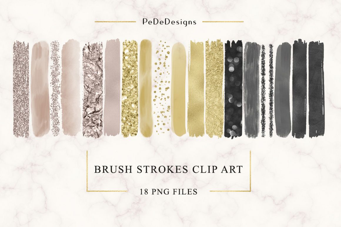 Brush Strokes Clip Art (cappuccino, gold, black) example image 1