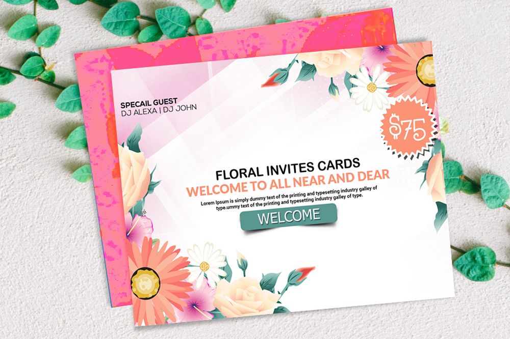Floral Invitation Card Template example image 1
