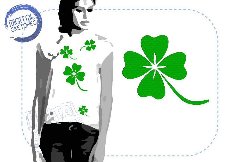 Cloverleaf Embroidery Design Good Luck INSTANT DOWNLOAD example image 1