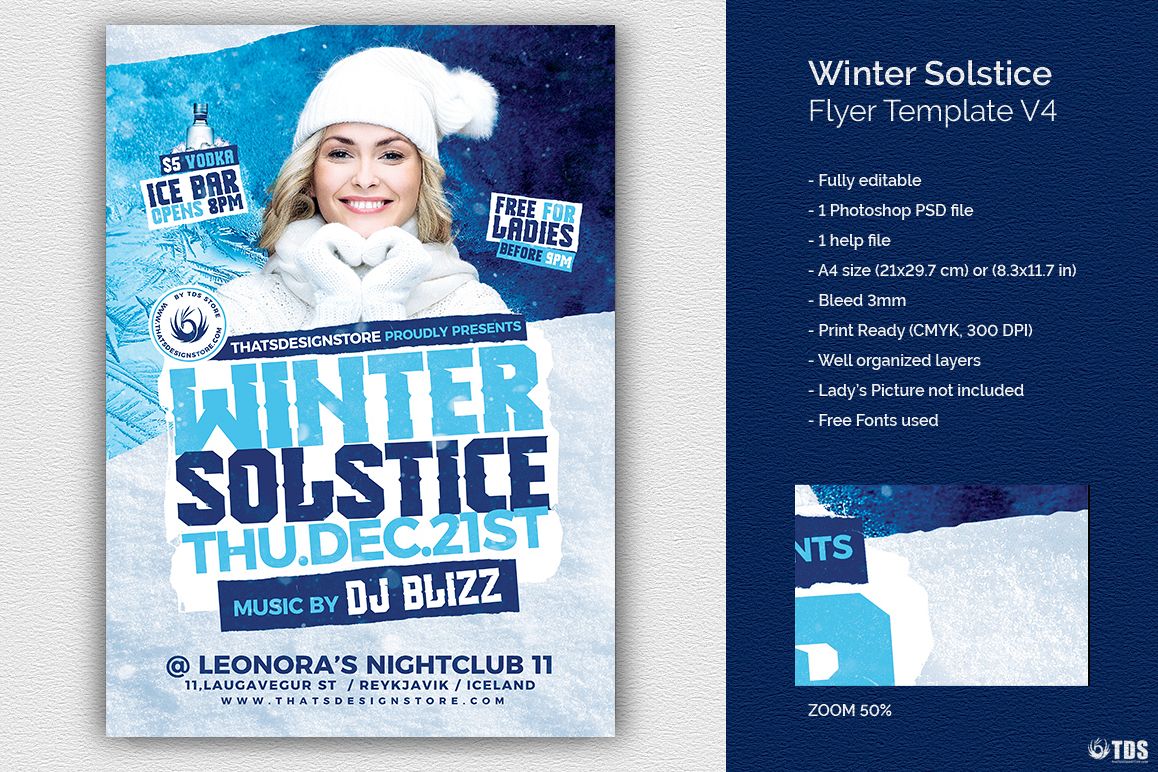 Winter Solstice Flyer Template V4 example image 1