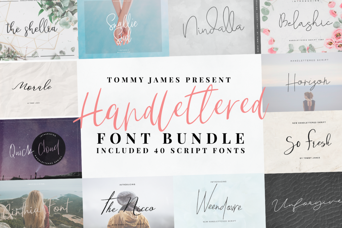 40 in 1 font bundle by Tommy James example image 1