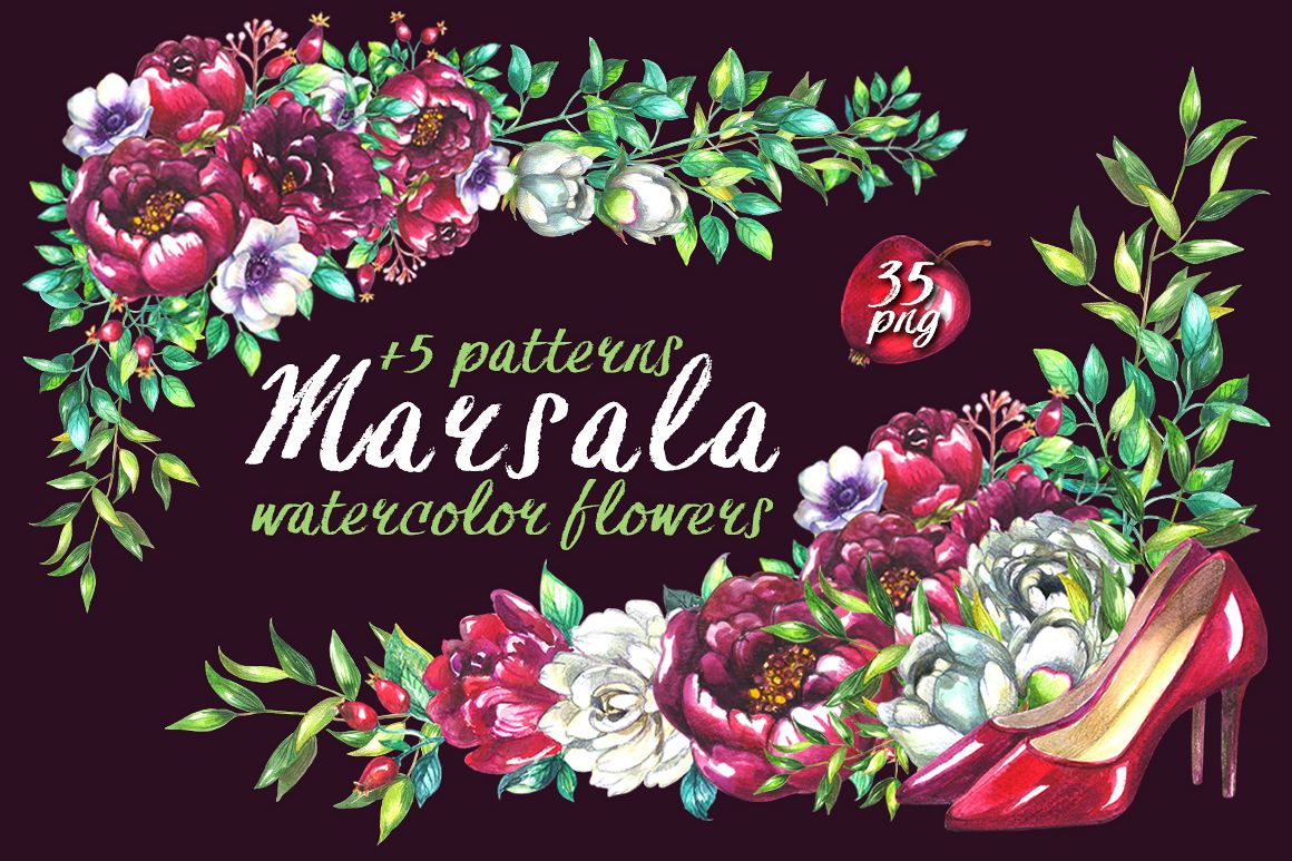 Marsala wedding clipart example image 1