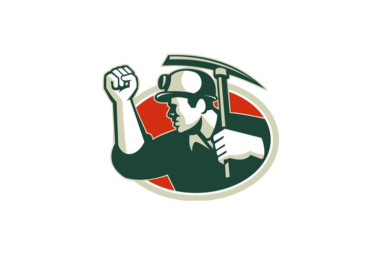 Coal Miner Pump Fist With Pick Ax Retro example image 1