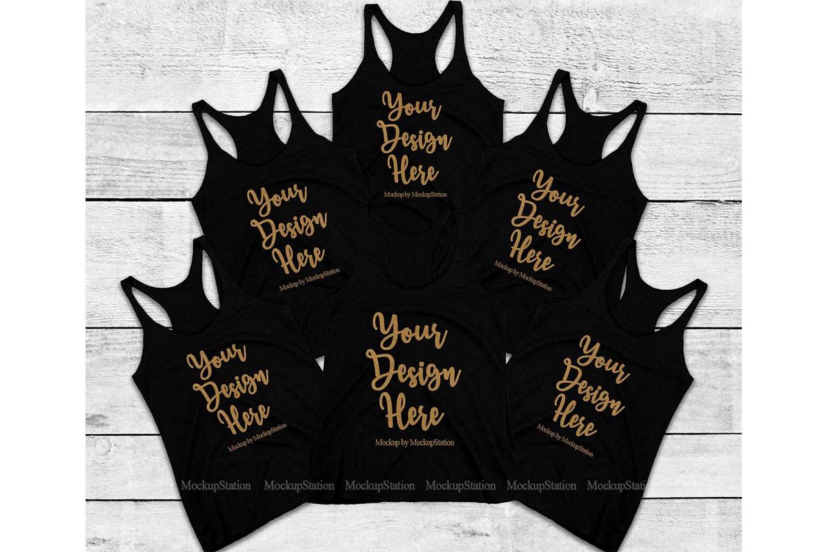 Bachelorette Bride Squad Bridesmaid Black Tank Top Mockup example image 1