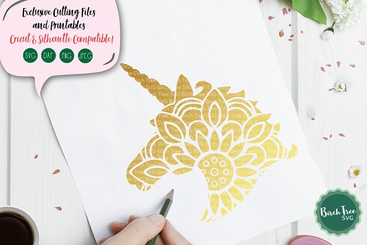 Unicorn Head Mandala SVG, Unicorn Svg, Unicorn Head Svg File example image 1