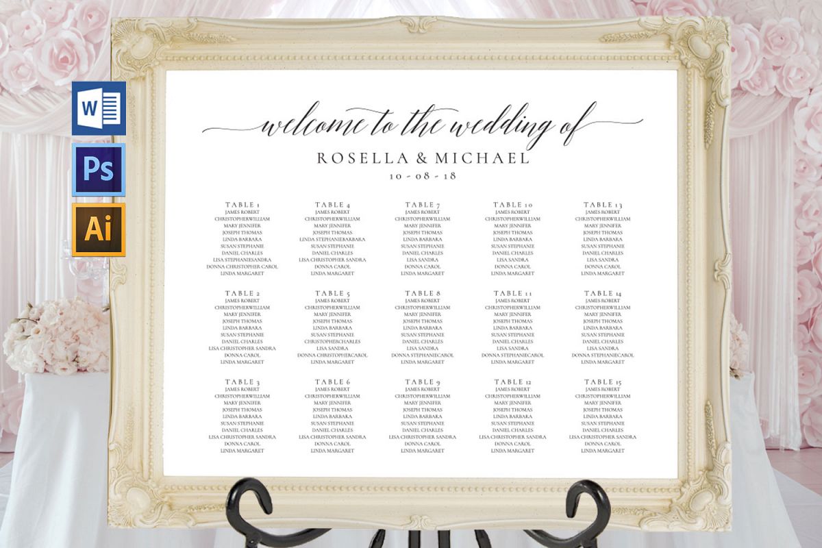 wedding seating chart sign landscape, TOS_15
