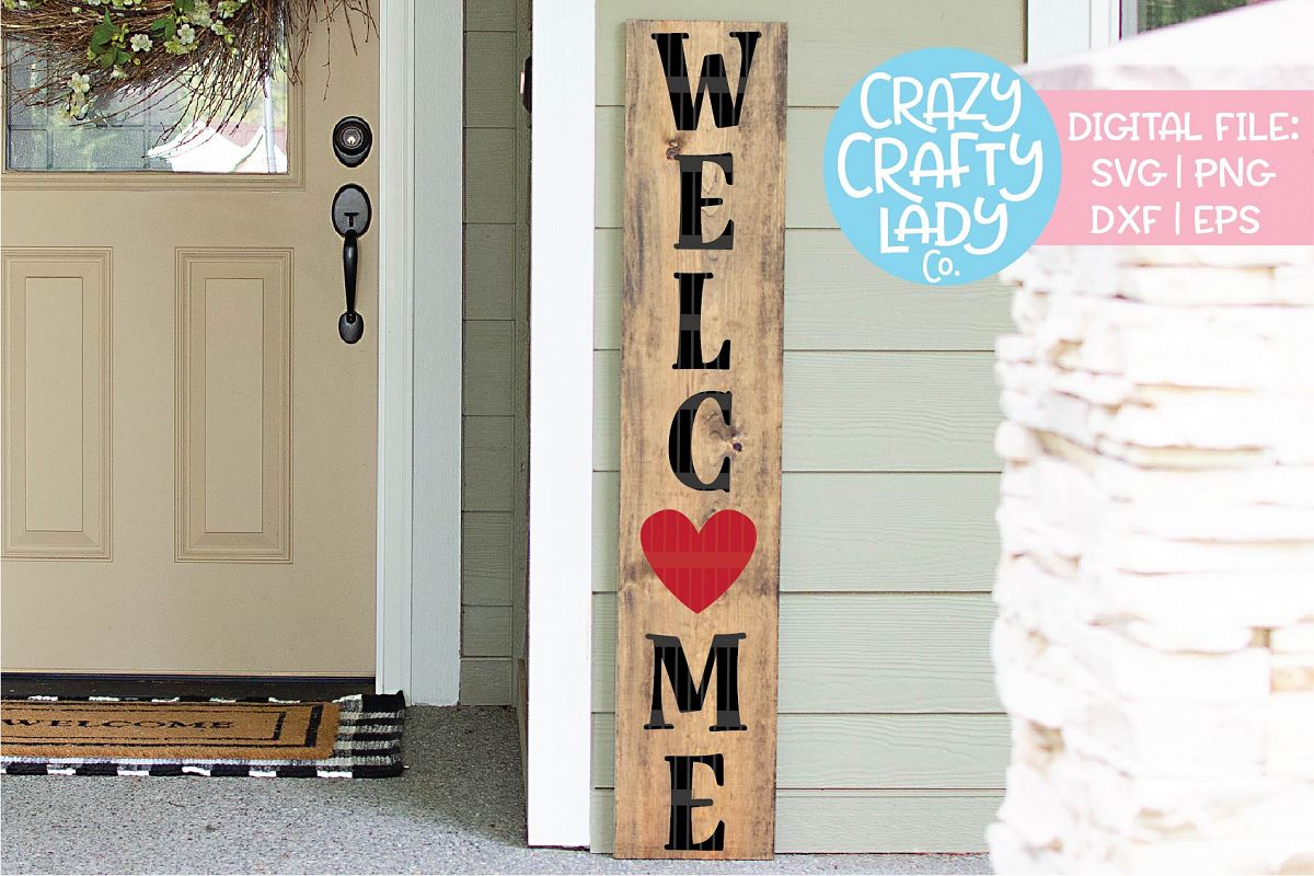 Welcome Valentine's Day Porch Sign SVG DXF EPS PNG Cut File example image 1
