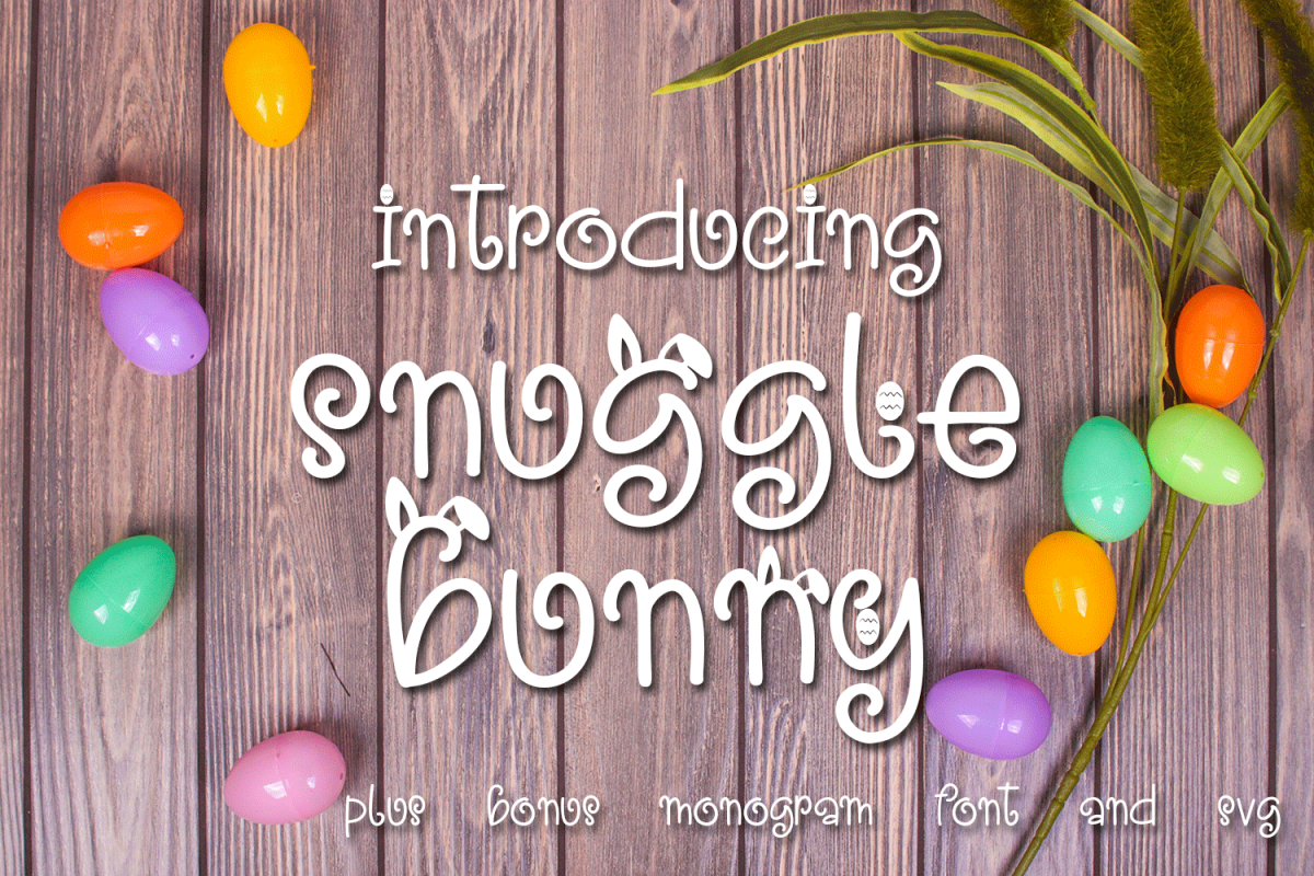 Snuggle Bunny Font Plus Easter Monogram Font and SVG example image 1