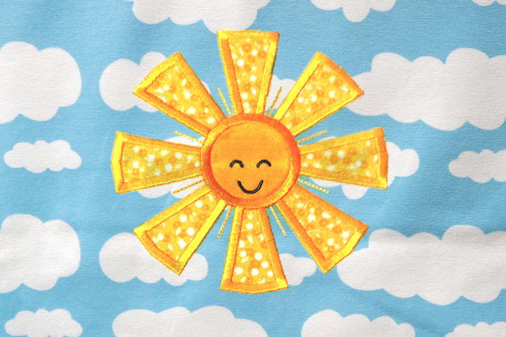 Happy sun applique embroidery design Happy sun applique embroidery design