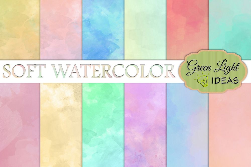 Soft Watercolor Digital Papers example image 1