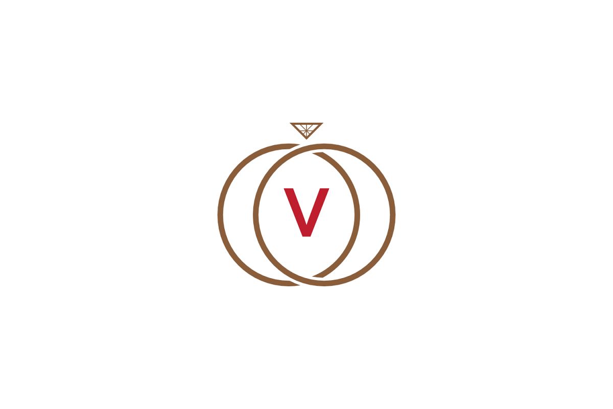 v letter ring diamond logo example image 1