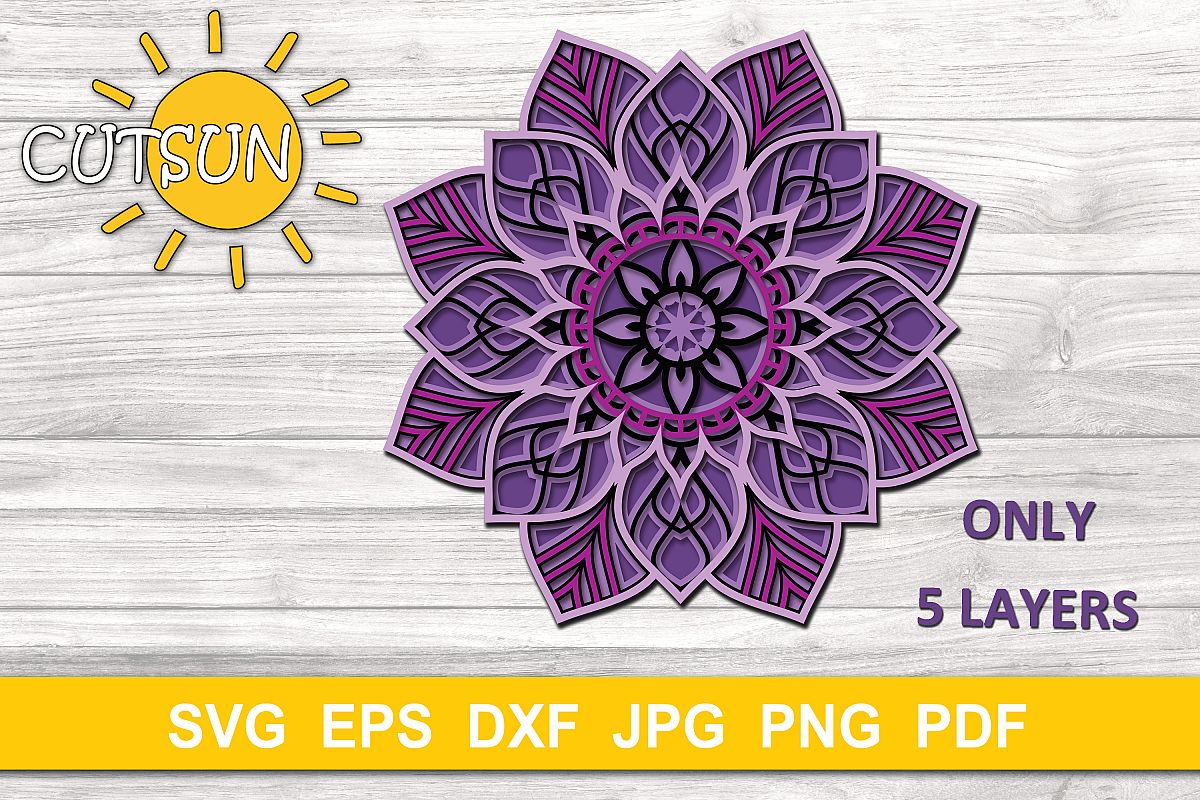Download Mandala SVG | 3D Layered Mandala SVG cut file 5 layers (516182) | Cut Files | Design Bundles