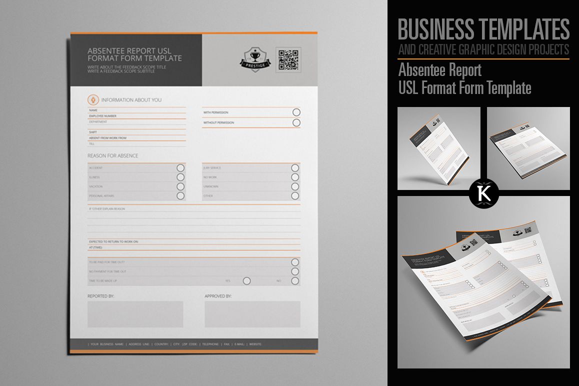 Absentee Report USL Format Form Template example image 1