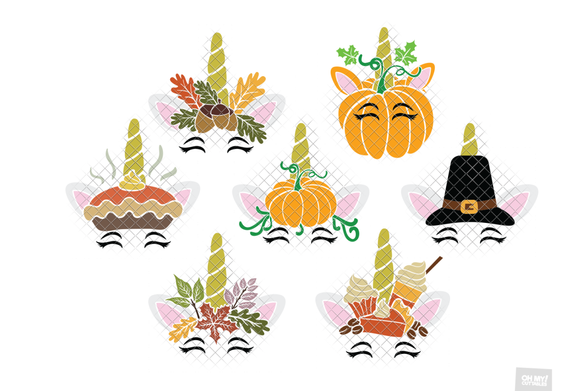 Thanksgiving Unicorn SVG Pumpkin in SVG, DXF, PNG, EPS, JPEG example image 1