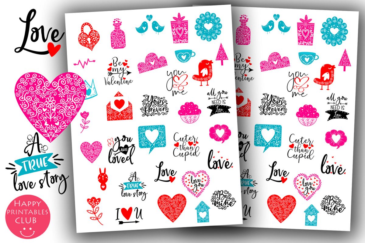 Valentines Day Stickers Cute- Love Planner Stickers example image 1