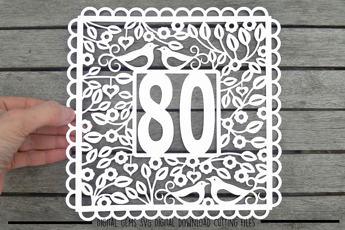 Number 80 paper cut SVG / DXF / EPS files example image 1