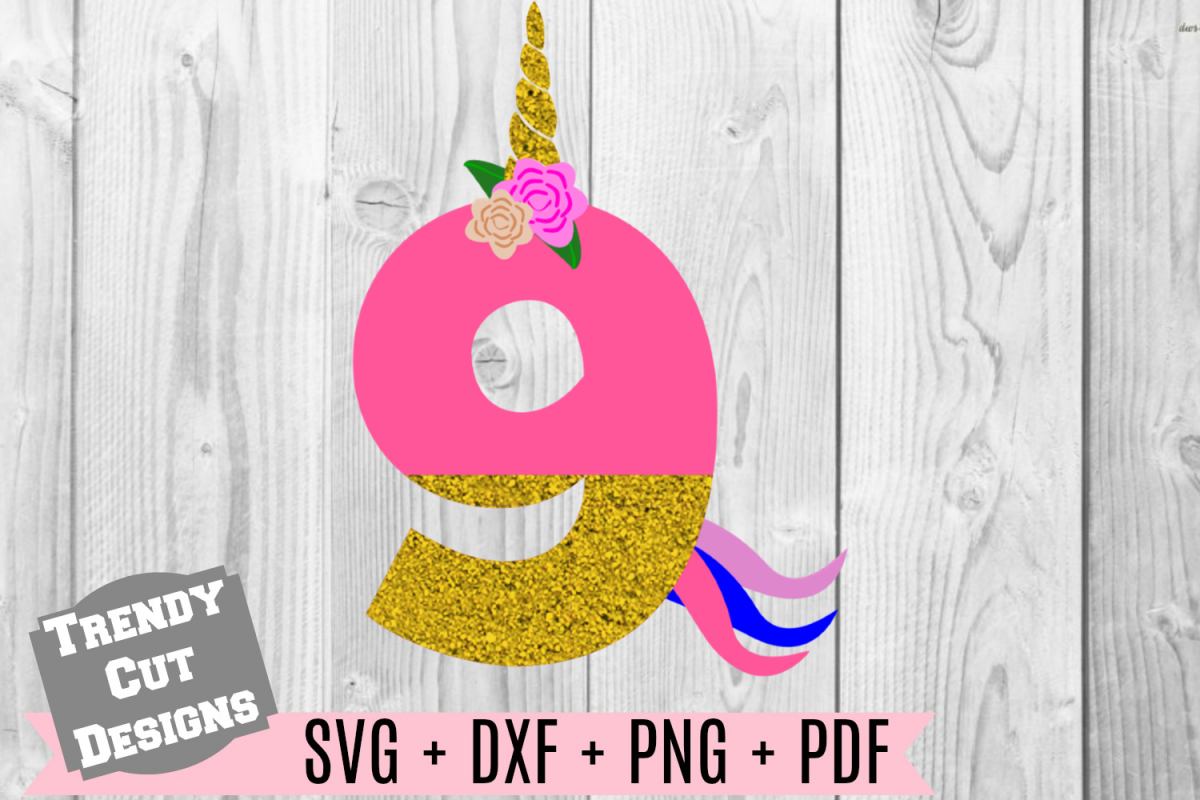 9th Unicorn Birthday SVG example image 1