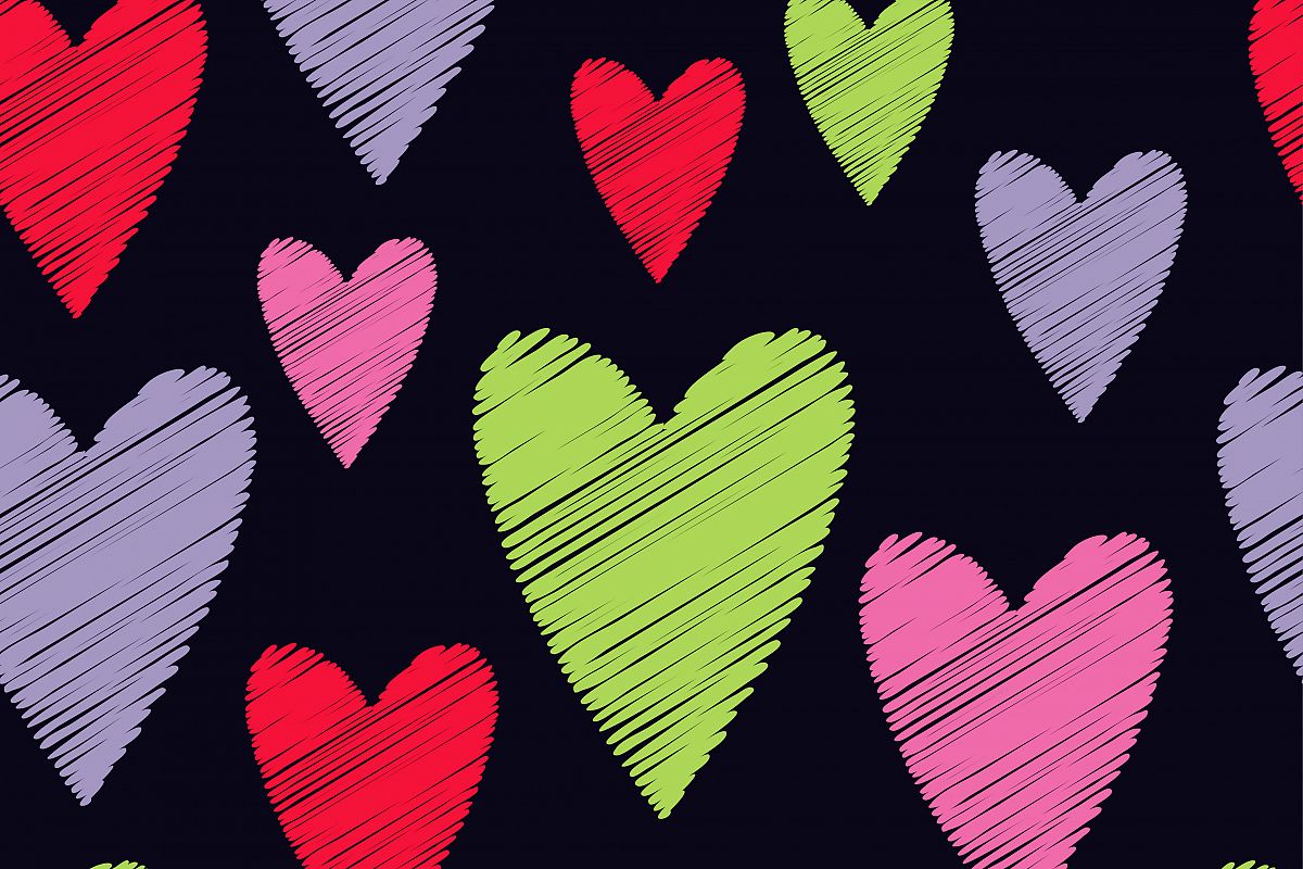 Seamless vector background with decorative hearts. Valentine's day. example image 1